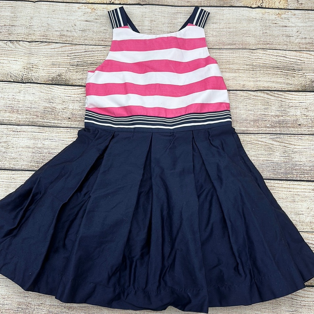 Isaac Mizrahi Pink White and Navy Tulle Lined Dress Size 4